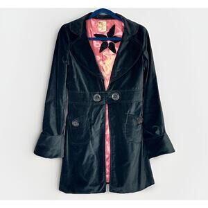 Tulle Medium Long Black Velvet Coat Pink Satin Whimsygoth Dark Academia Romantic